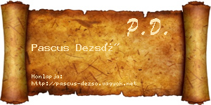 Pascus Dezső névjegykártya